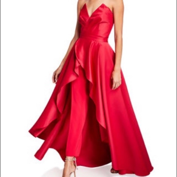 JAYGODFREY Pants - RARE Jay Godfrey Abrahams Jumpsuit w/ overskirt 🍒cherry red 🍒 fun fashion